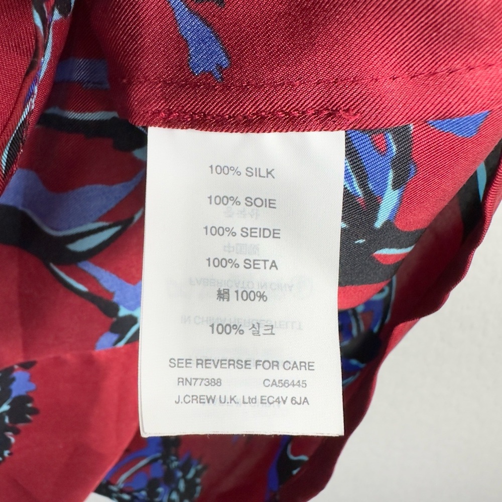 J.Crew Shirt Women 4 Red Blue Silk Floral Sleeveless Dark Romantic Career Preppy - Picture 5 of 5